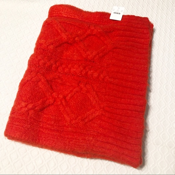 J. Crew Red Loopy Cable Knit Oversized Wool Scarf - Picture 3 of 6